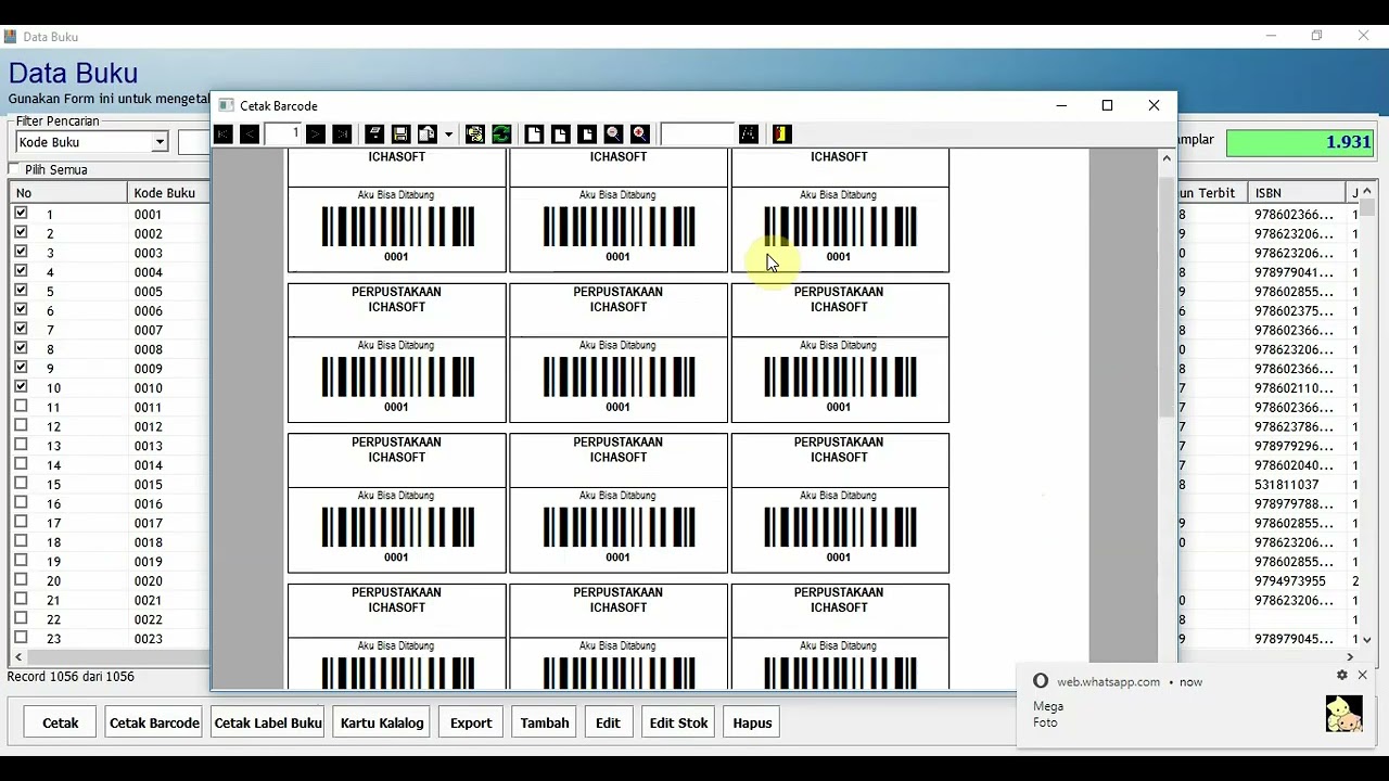Cetak Barcode Buku Perpustakaan