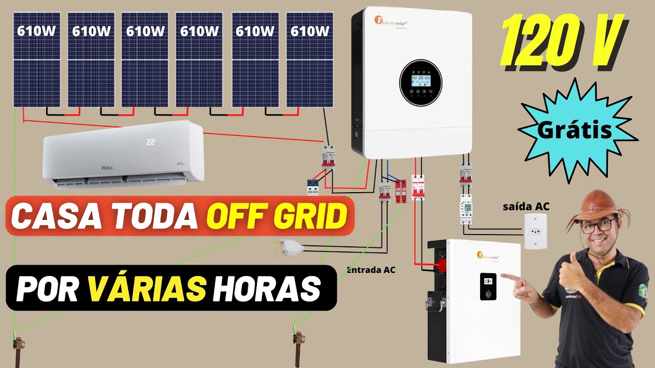 PROJETO OFF GRID 120V - 48v LIFEPO4 - Híbrido Felicity Solar IVEM3048H - FL-IVEM3048-LV