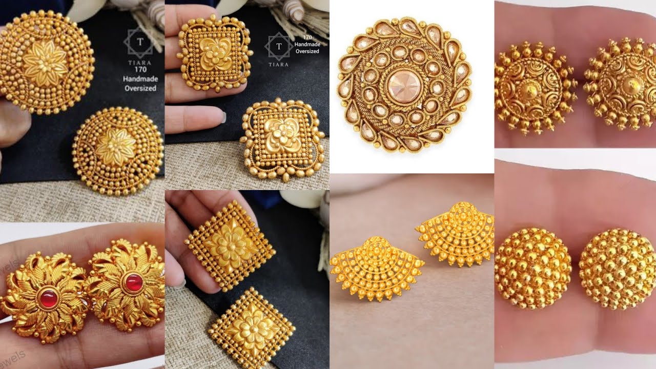 Gold ke Tops Designs | Gold Earrings Designs | Latest Gold Tops | Light Weight Gold Tops Design |