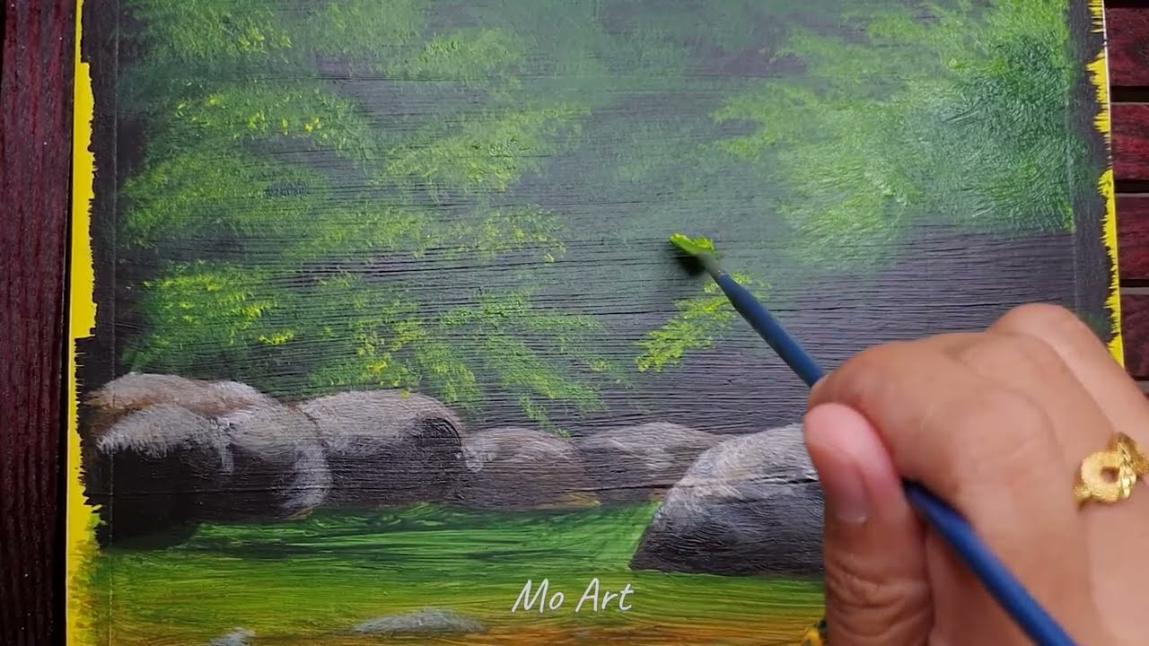 Acrylic  Landscape Painting l acrylic painting for beginners l Mo Art
