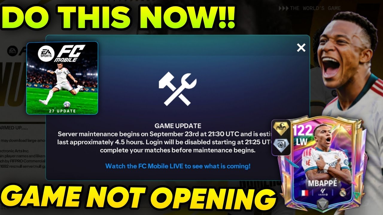 ИДЕТ ТЕХНИЧЕСКОЕ ОБСЛУЖИВАНИЕ!! ИГРА НЕ ЗАПУСКАЕТСЯ ОБНОВЛЕНИЕ FC MOBILE 27 И 3-Я ГОДОВЩИНА СОБЫТ...