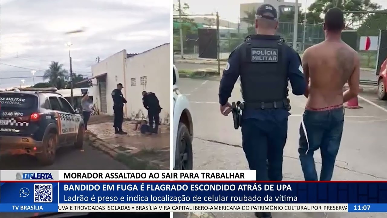 DF ALERTA - Bandido em fuga é flagrado escondido atrás de UPA