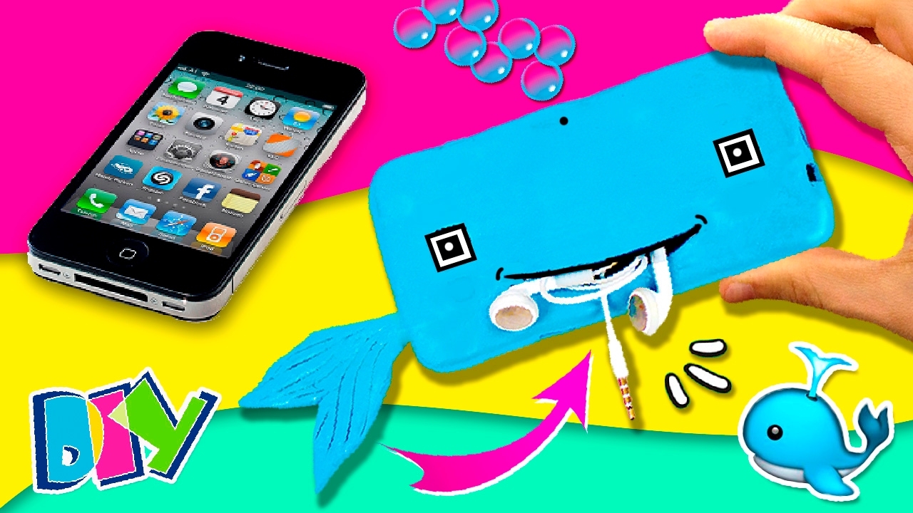 🐳  DIY SILICONE Phone Case with POCKET 📱 How to make WHALE wallet Phone Case 🐳