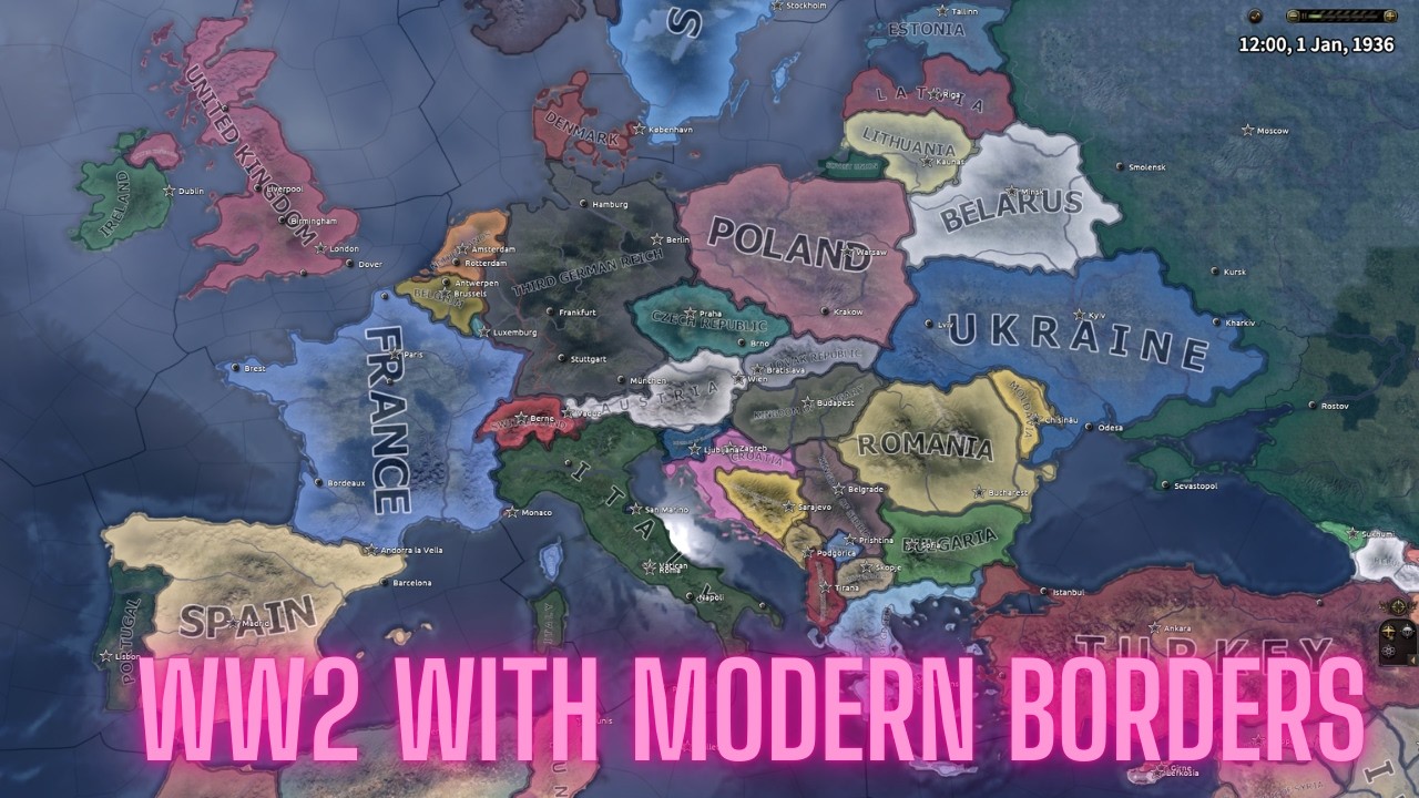 WW2 WITH MODERN BORDERS / HOI4 TIMELAPSE