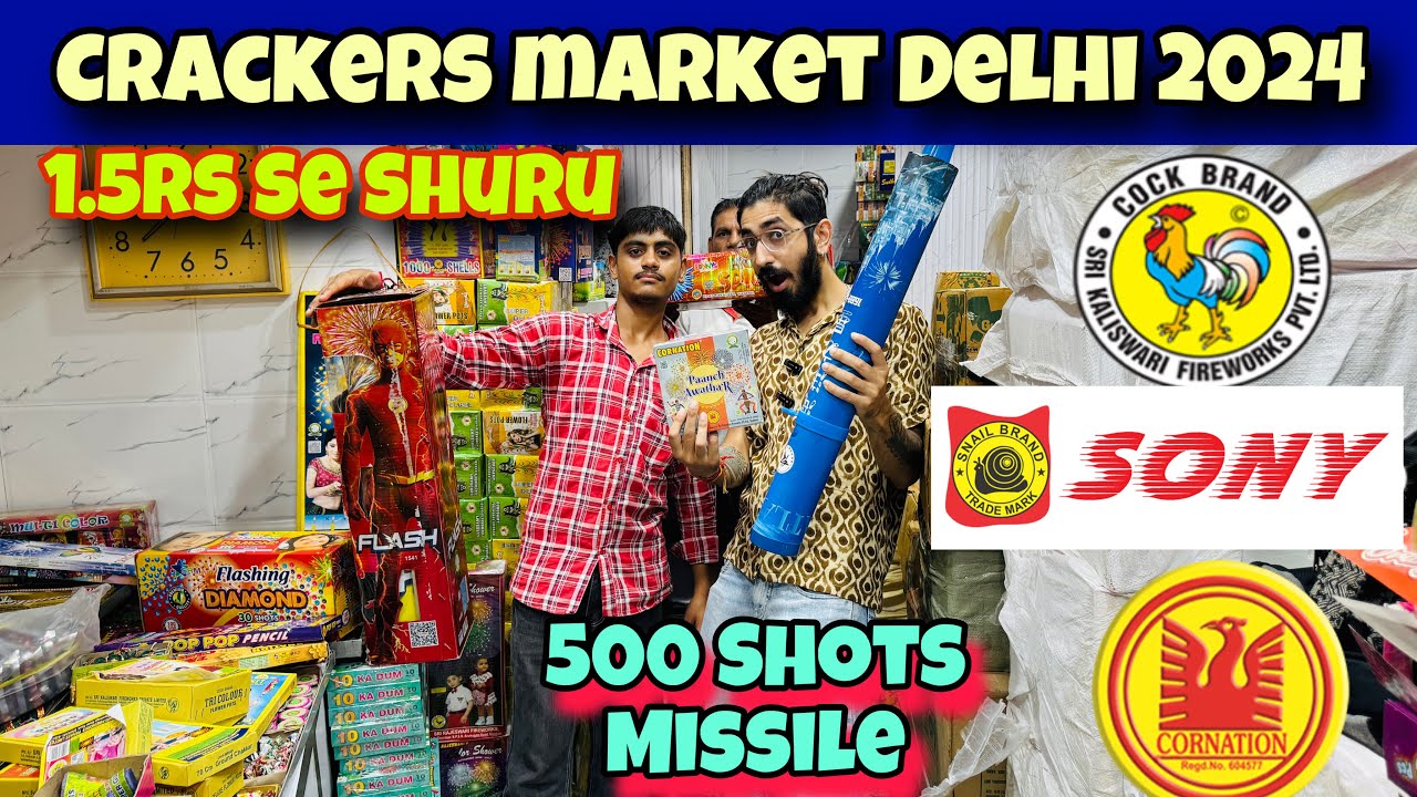 CHEAPEST CRACKERS MARKET DELHI 2024 | JAMA MASJID CRACKERS MARKET | COCK BRAND 50% Off | 1000 Shots