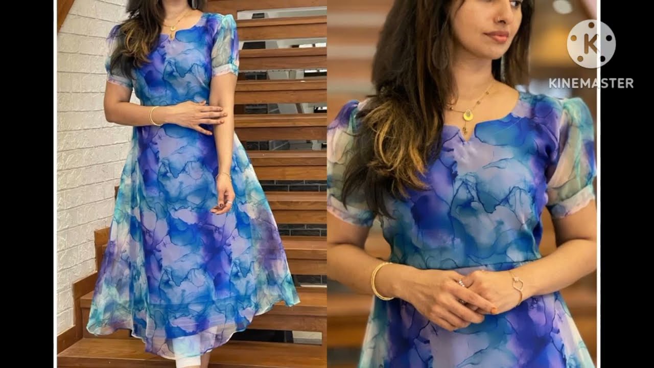 New georgette collections #aliacut #floral #embroidery #panelcut #cottonkurtis