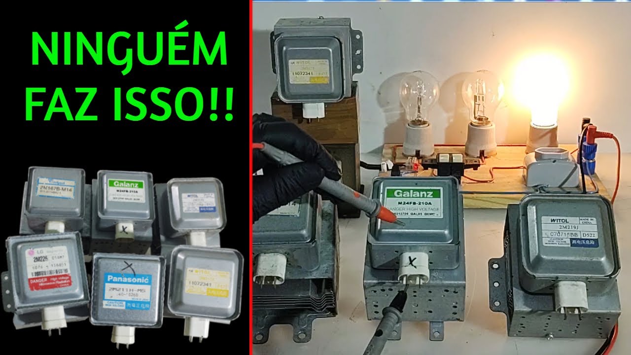 Teste do Magnetron do microondas com a lâmpada série. Qual Magnetron usar ao troca-lo?