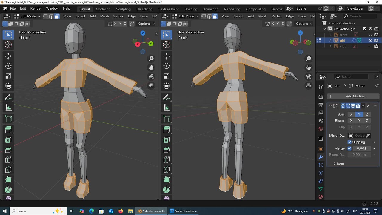 Blender tutorial : low poly modeling (part 02) (basic clothes)