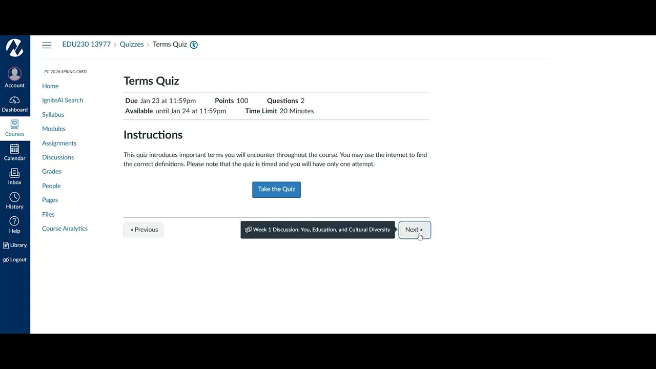 EDU230  Spring 26 getting started module
