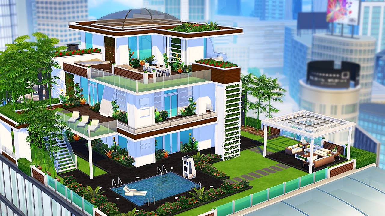 LUXURIOUS ECO PENTHOUSE 🎍 (EXTERIOR) | The Sims 4 | Speed Build
