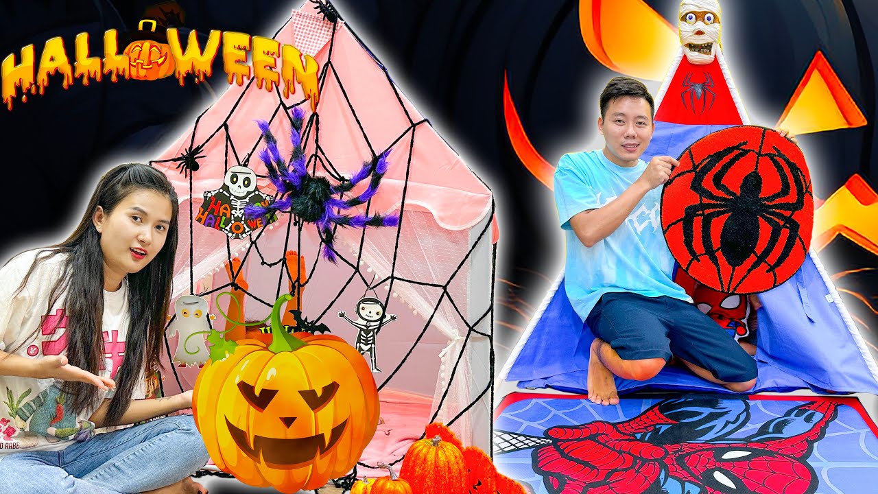 Changcady trang trí lều công chúa, siêu nhân người nhện theo phong cách hallowwen