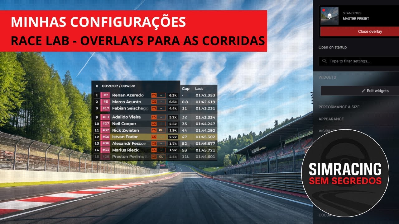 Minhas Configurações do RaceLab no iRacing (Overlays ao Vivo!)