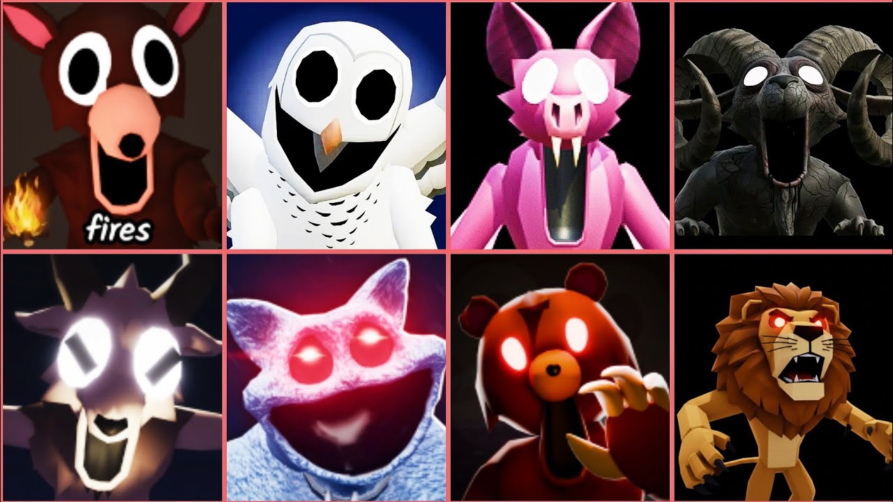 99 Nights In The Forest All Versions Jumpscares - Deer Vs Owl Vs Ram Vs Bat Vs Wolf Vs Bear Vs Lion