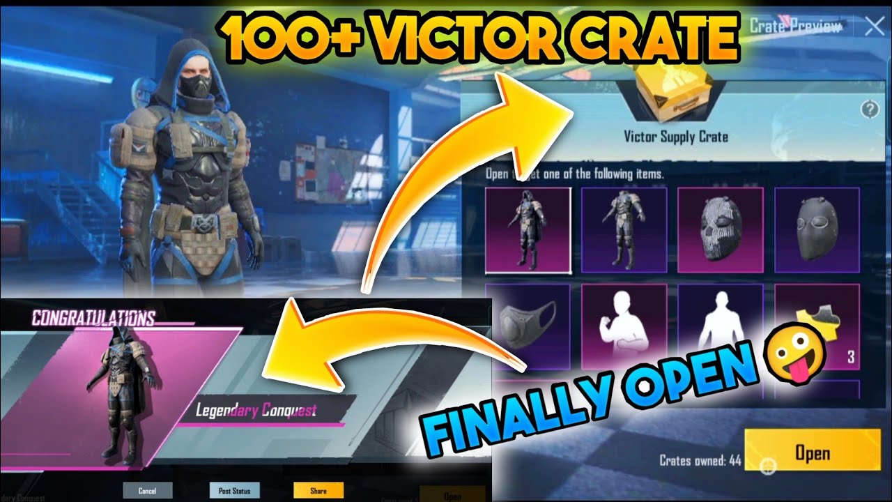 Victor Supplies Crate Opening Legendary Conquest Outfit Open Yes Or Not - BGMI