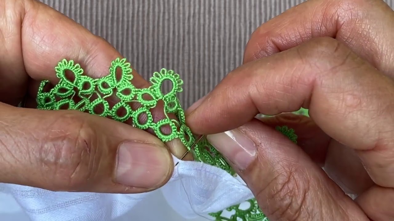 Tatting - Attaching an Edging to Fabric