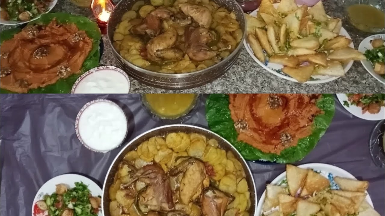 فطور الثالث عشر (13) من شهر رمضان المبارك 🌙💕 صينية بطاطا بالدجاج و كبه نيه 💗💗
