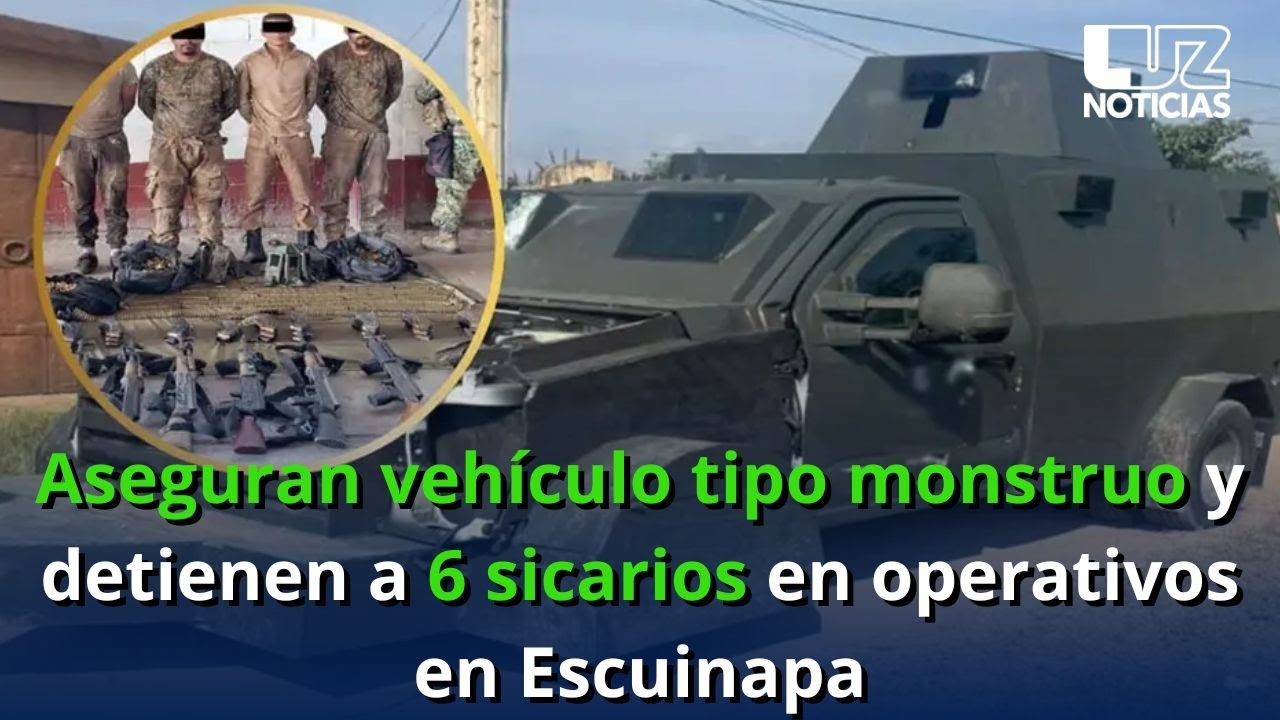 Aseguran vehículo tipo monstruo y detienen a 6 sicarios en operativos en Escuinapa