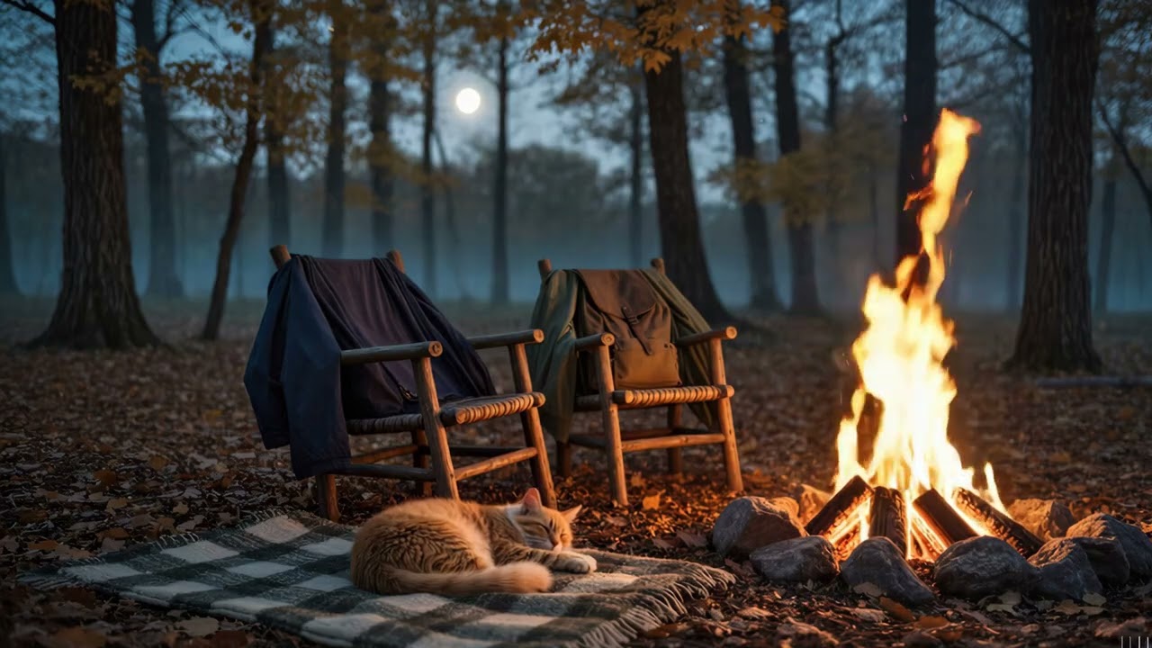 Warm Fireplace & Peaceful Music | Calm Night Ambience for Sleep & Serenity