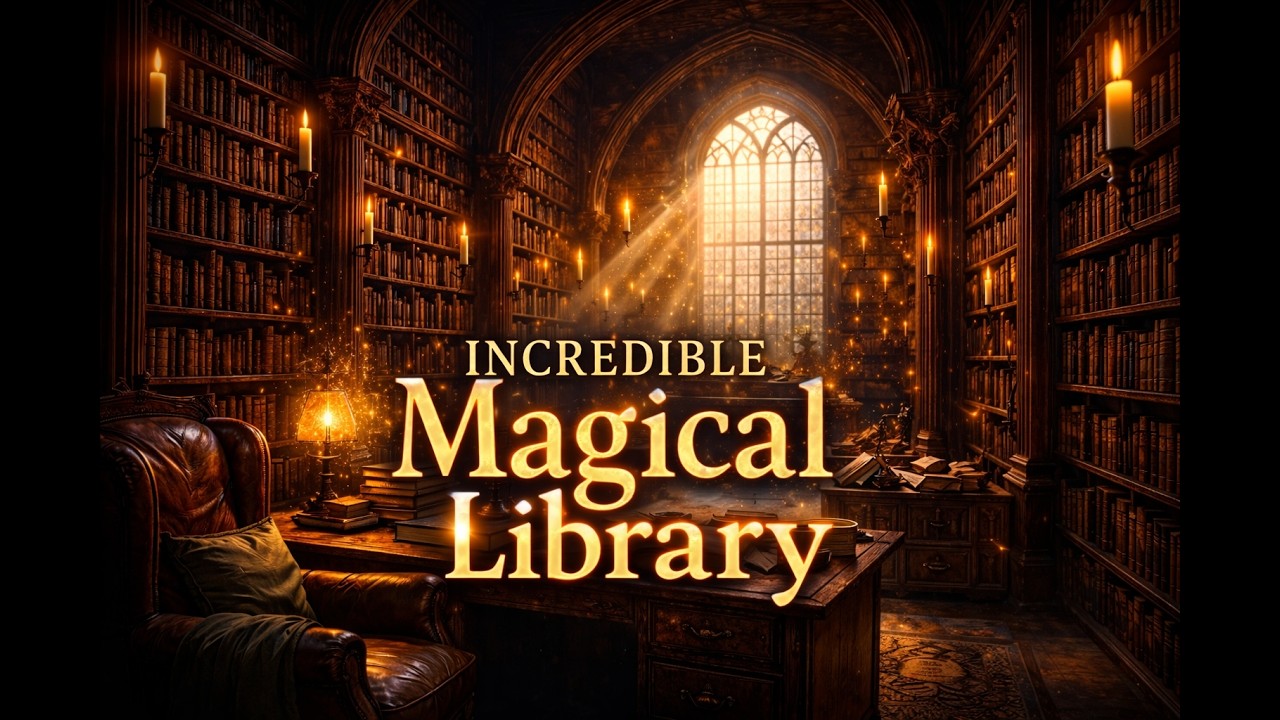Magical Library Ambience with Floating Candles 🕯️ Hogwarts Style Study & Focus Music