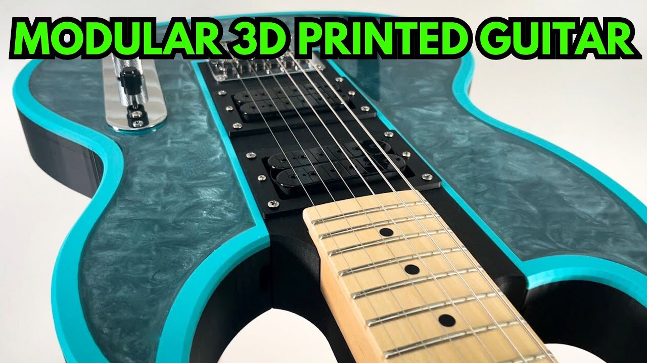 3D Printed SG Guitar Build – Blue Swirl Resin Top