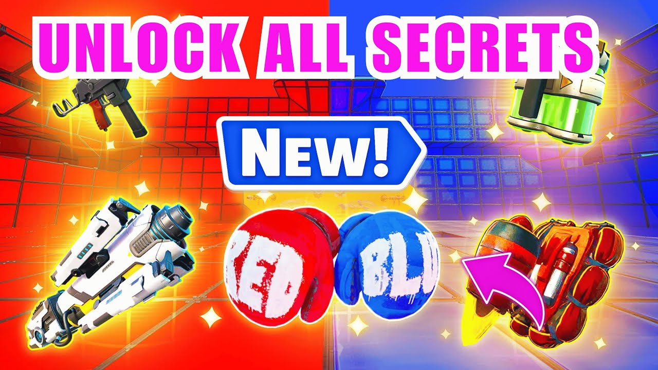 SUPER RED VS BLUE TYPICAL GAMER MAP FORTNITE - ALL SECRETS LOCATIONS PART 15 (BOXING GLOVES)