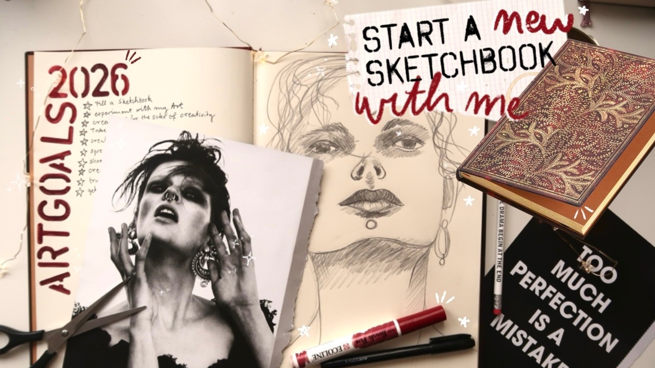 Start a new Paperblanks SKETCHBOOK with me &bull; let's talk 2026 Art Goals