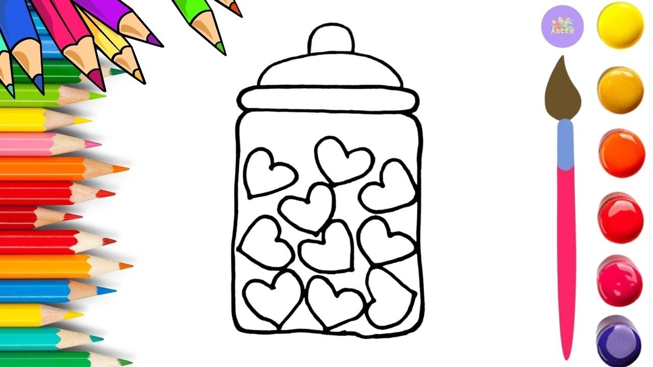 How To Draw cute Chocklet Jar Drawing, Painting & Coloring For Kids and Toddlers_🌈🎨