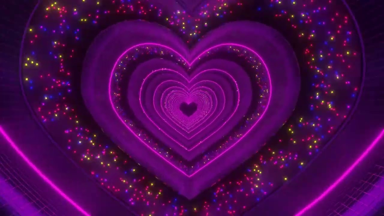 Purple Neon Heart Glitter Background 4K Loop 💜 Aesthetic Desktop Wallpaper ✨Frame TV Art Screensaver