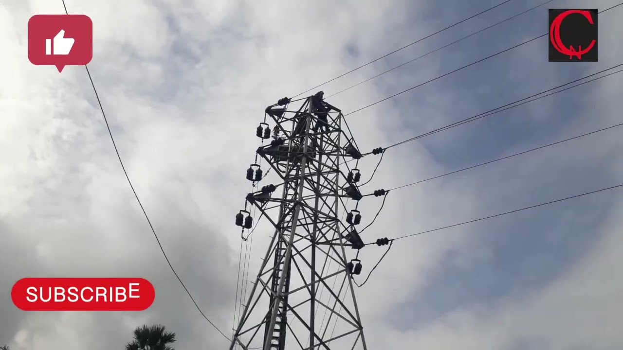 A man in a drunken condition climbed a high tension electricity tower....