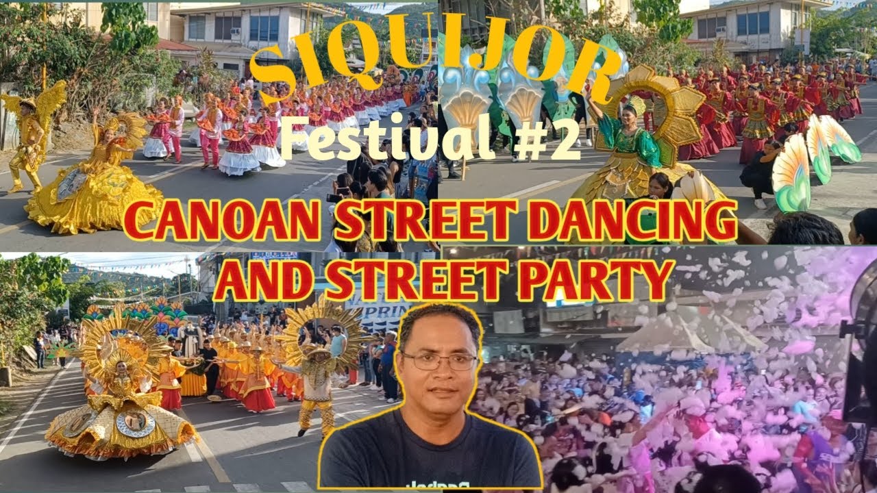 CANOAN FESTIVAL STREET DANCING AND FOOD STREET PARTY during annual fiesta of Larena, Siquijor.
