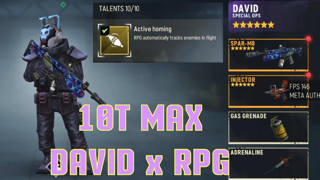 Tacticool 26 Update David-Max level Talents10 [Active homing] RPG 🎮更新(大衛)天賦10 RPG 自動追蹤 #tacticool