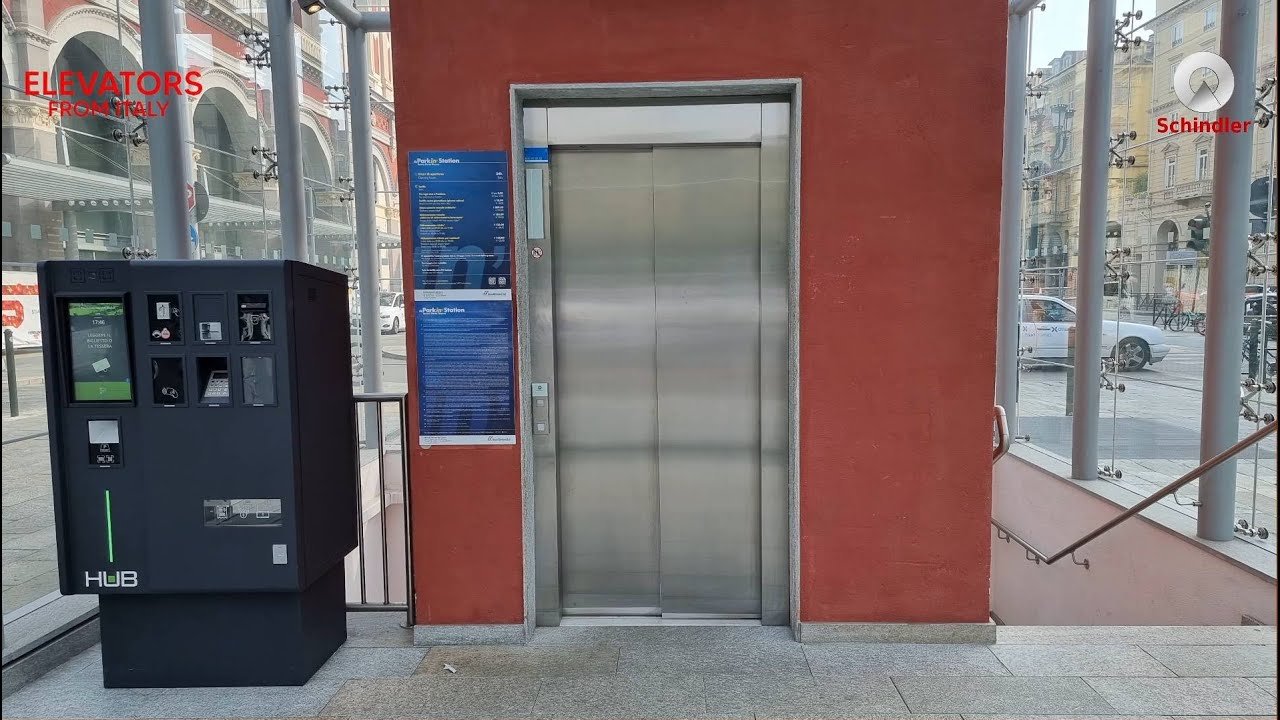 2 2016 Schindler 3300 MRL traction elevators@Parkinstation Porta Nuova Parking Garage, Turin, Italy