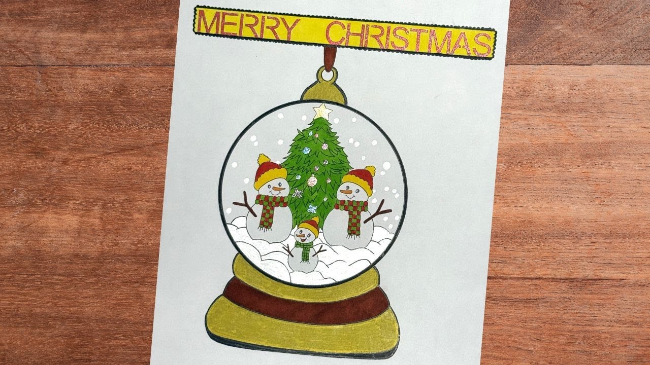 How to Draw a Christmas Snow Globe Easy Step by Step Method