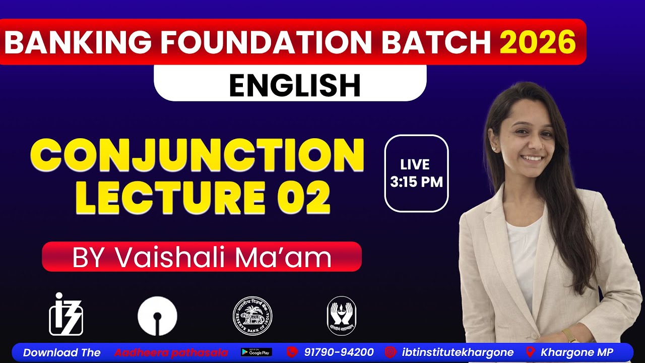 CONJUNCTION LECTURE -2 |ENGLISH|BANKING FOUNDATION BATCH 2026 | BY VAISHALI MA'AM