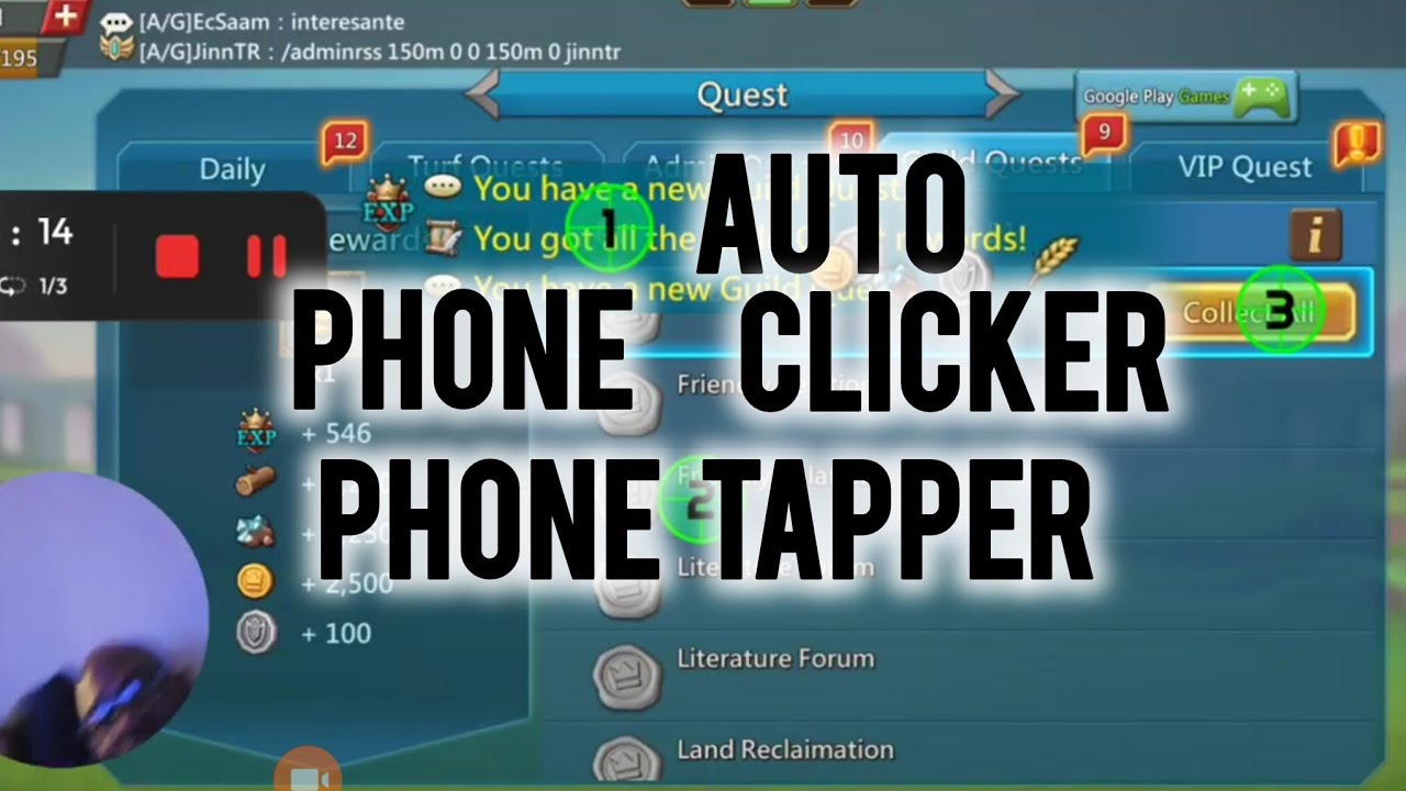 Phone Clicker Opens Guild/Admin Quest in lords mobile-Better Than Turf Clud-Free 
