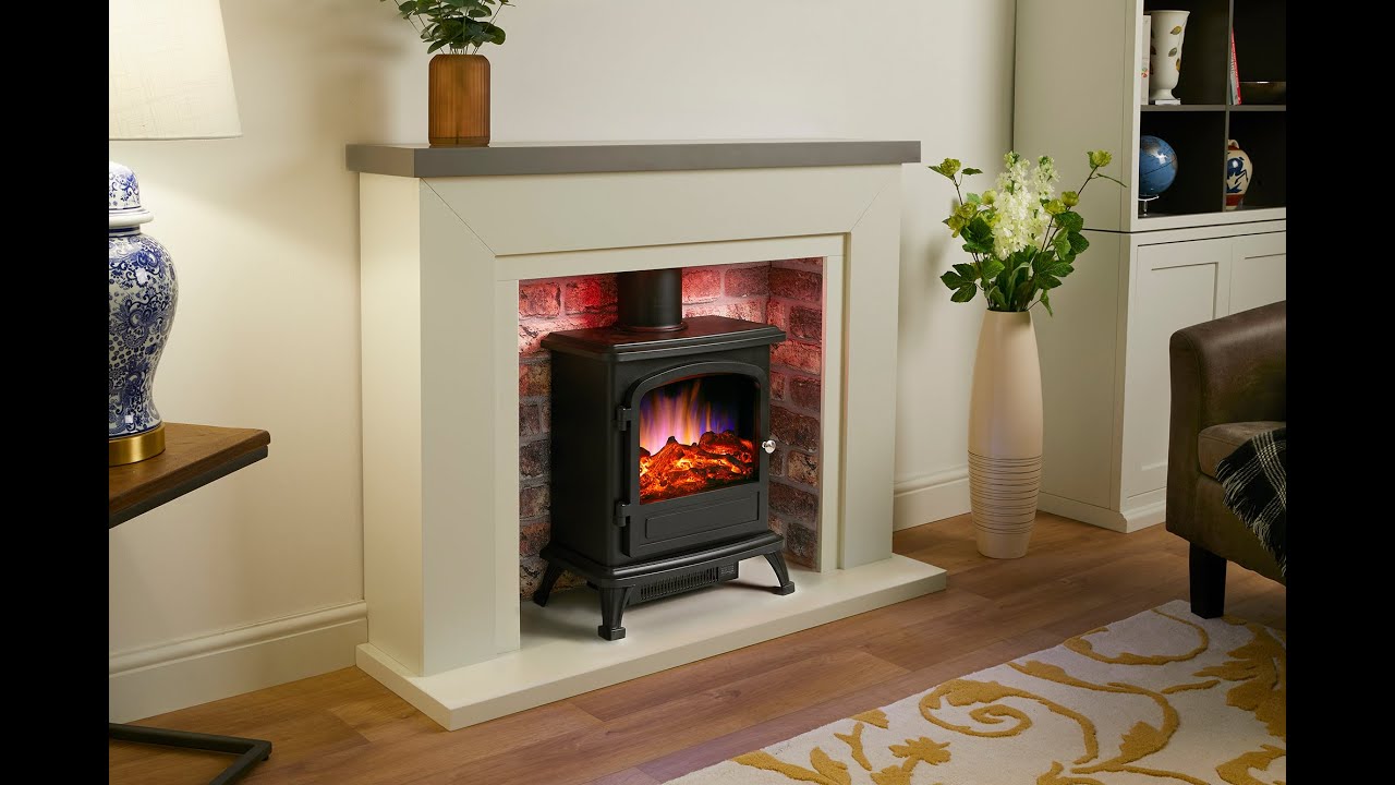 Endeavour Fires Farlington Electric Stove Suite 48’’ in Off White Surround