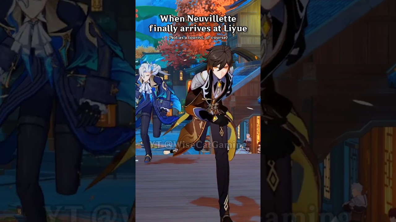 Neuvillette when he sees Zhongli 🤣 #genshinimpact #shorts #xiao #qiqi #baizhu #xianyun #furina