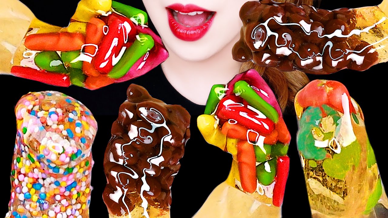 ASMR RAINBOW HONEY JELLY, CHOCOLATE BALL HONEY JELLY 꿀젤리 먹방 EATING SOUNDS MUKBANG 咀嚼音