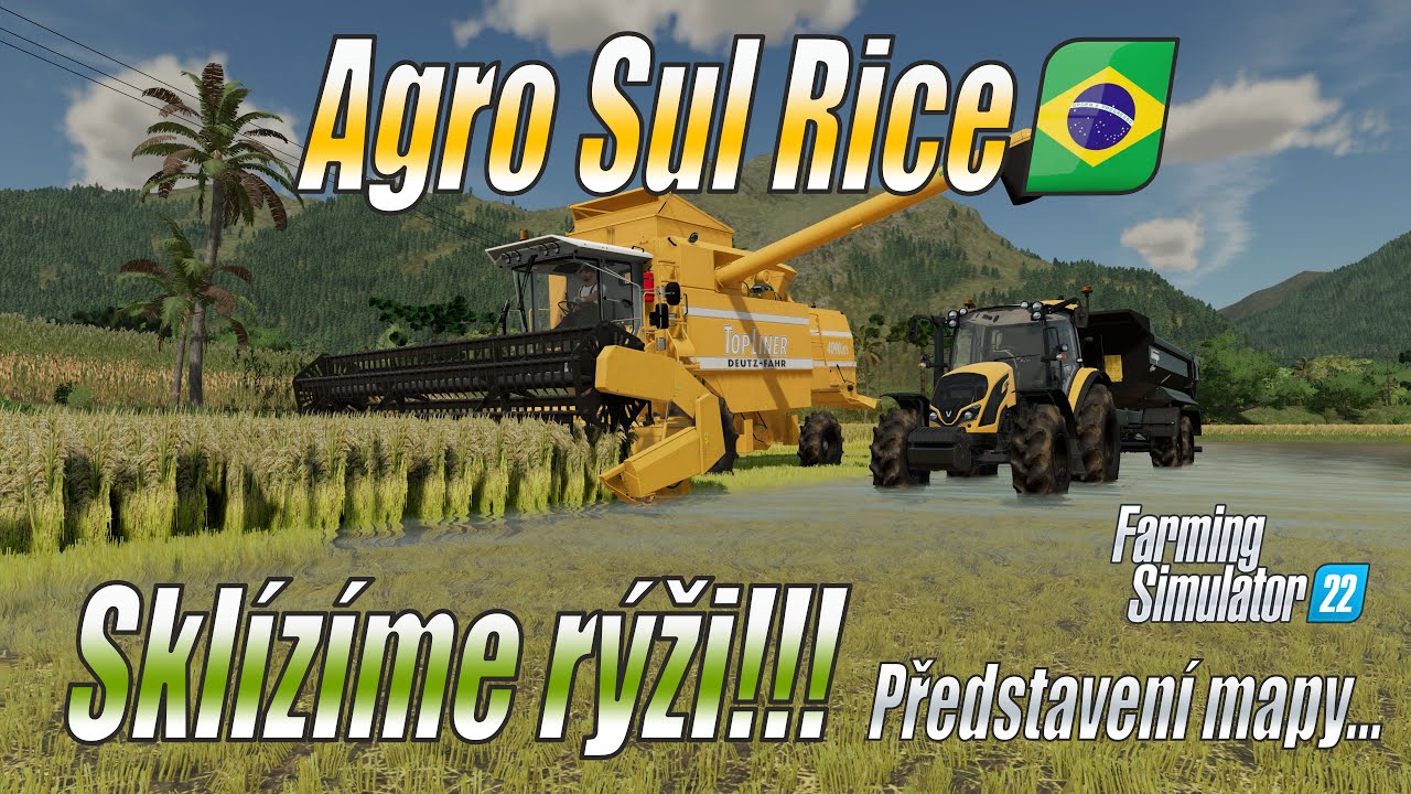 🌾 Sklízíme rýži! - Představení parádní brazilské mapy Agro Sul Rice - Farming Simulator 22 (4K)