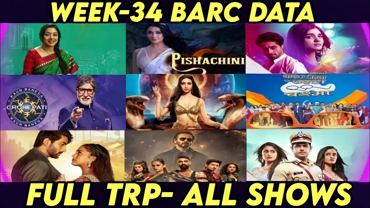 Week 34 - ALL SHOWS TRP - STAR Plus, SAB TV, Colors TV, Zee TV, Sony TV, STAR Bharat, And TV, Dangal