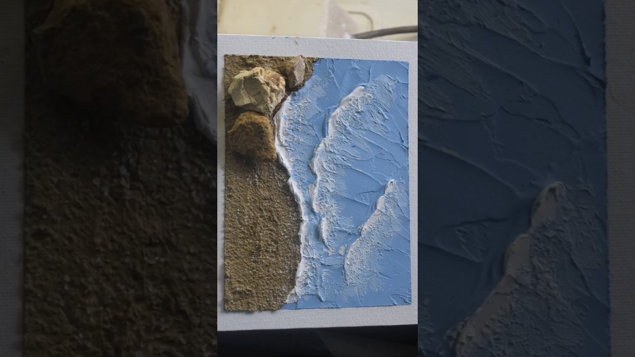 Texture art Beach | Learn Texture Art | Sea texture Painting |  DIY Sand stone texture paste | Waves