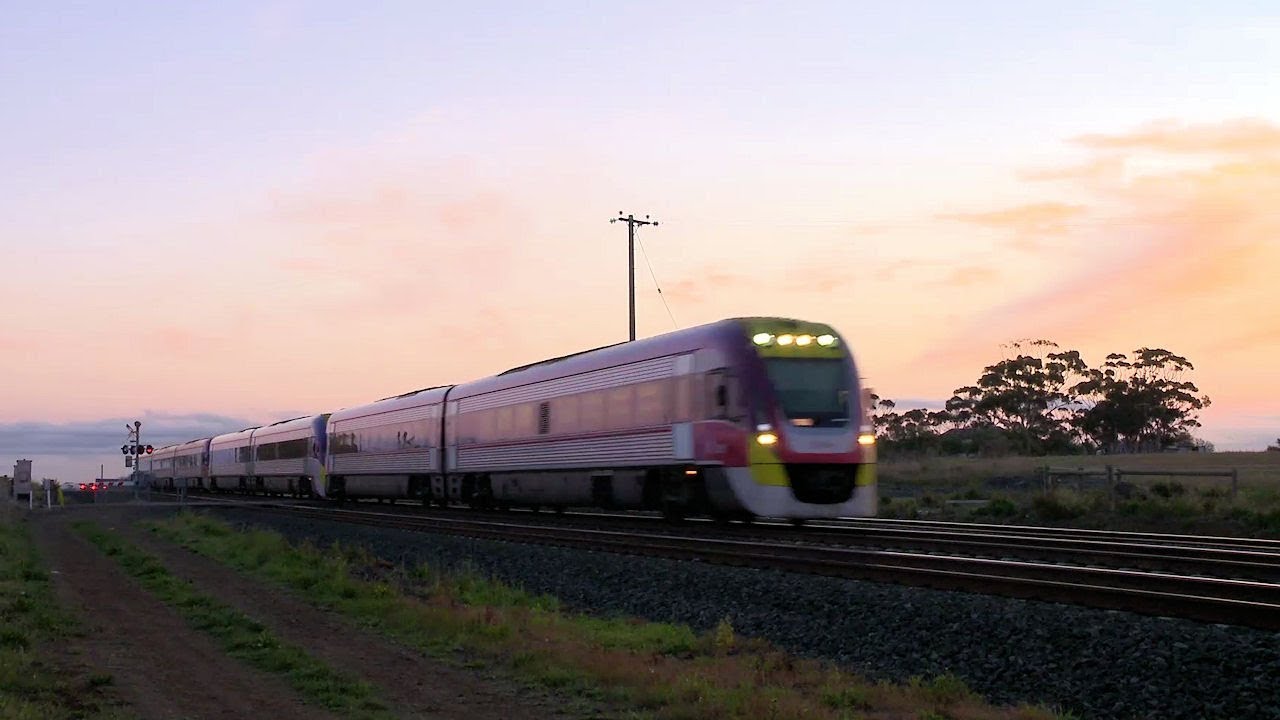 Vline Passenger Trains and Freight Trains at Sunset (1/9/2011) - PoathTV Australian Railways