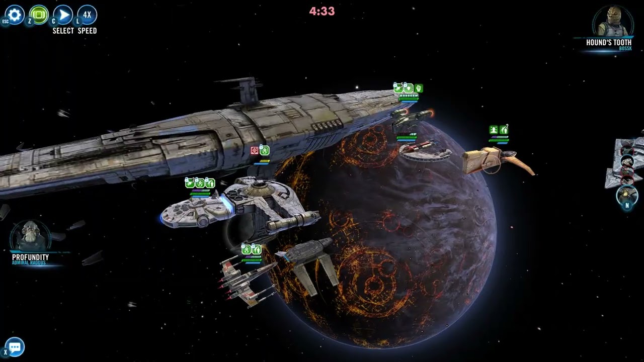 SWGoH Profundity 1RF vs Executor R9 fleet