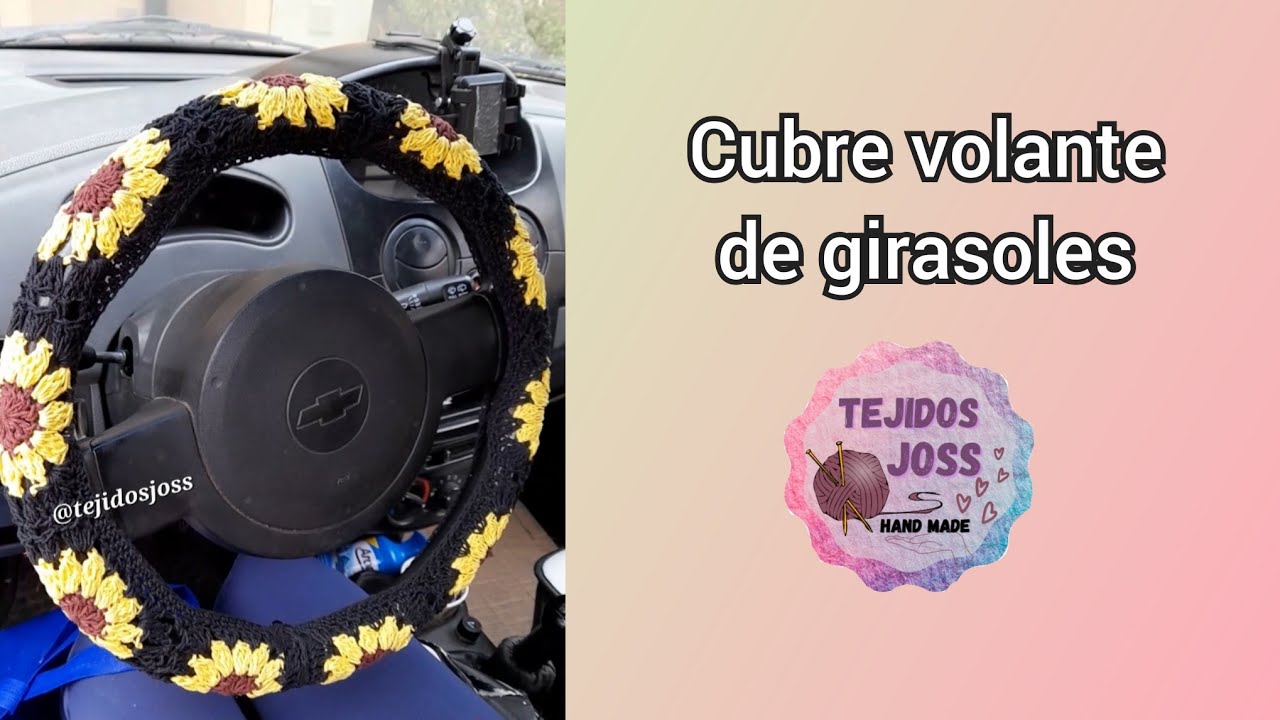 Cubre volante tejido de granny de girasoles  (subtítulos🇺🇸🇧🇷🇮🇹🇫🇷)