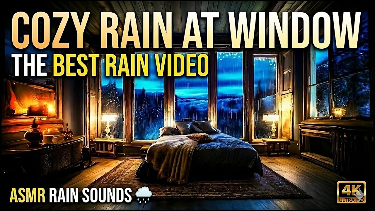 Cozy Rain at Window 🌧️ 4K & ASMR 🌧️ Relaxing Ambience🧘 Relaxing Ambience 🧘 DEEP SLEEP 🌙 🛌💤