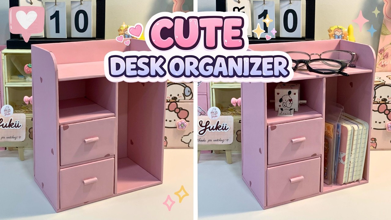 DIY Cute Desk Organizer 💗 | Cardboard Storage + Aesthetic Setup