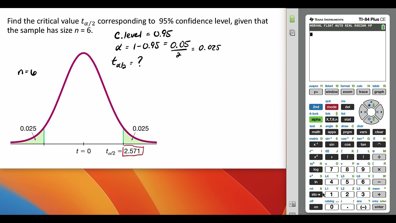 How to Find a Critical Value on the t-distribution with Graphing Calculator