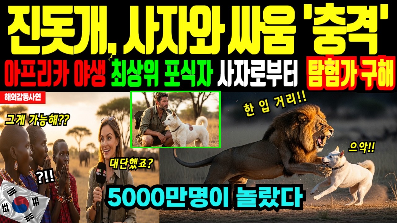 한국 진돗개가 사자를 압도, '세계 발칵' [해외감동사연]