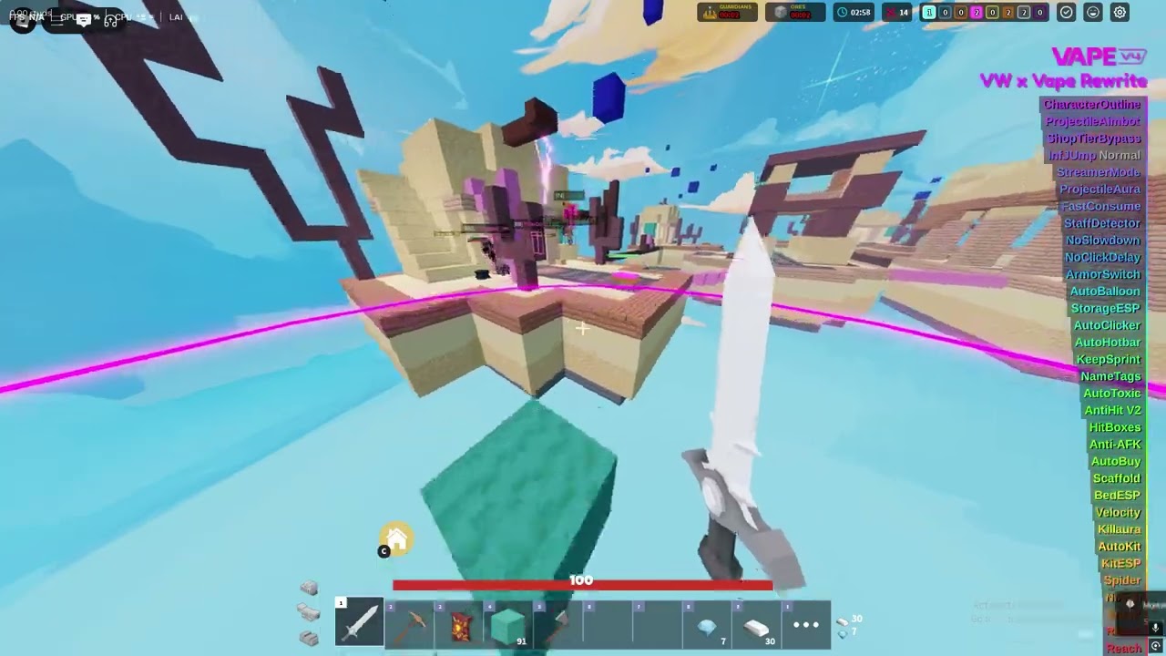 Showcasing Roblox Bedwars VoidWare X Vape V4!