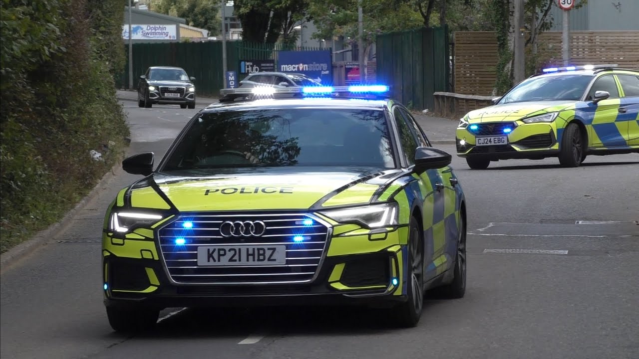 Audi A6 & Cupra Leon roads Policing units responding- Southwales Police 